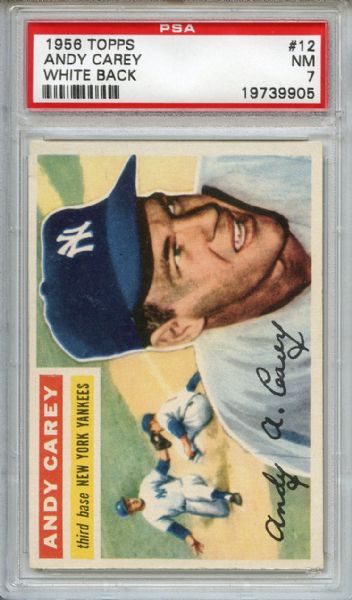 1956 Topps 12 Andy Carey White Back PSA NM 7