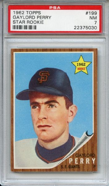 1962 Topps 199 Gaylord Perry RC PSA NM 7