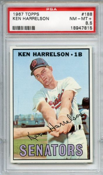 1967 Topps 188 Ken Harrelson PSA NM-MT+ 8.5