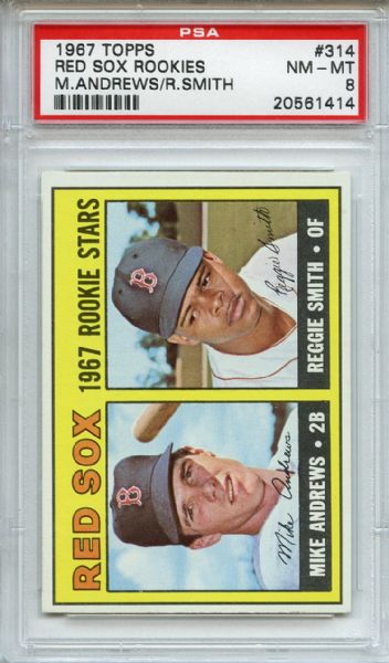 1967 Topps 314 Boston Red Sox Rookies PSA NM-MT 8