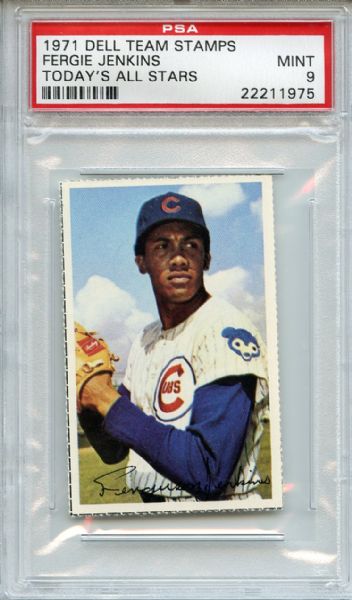1971 Dell Team Stamps Today's All Stars Fergie Jenkins PSA MINT 9