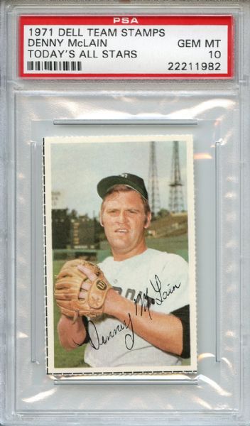 1971 Dell Team Stamps Today's All Stars Denny McLain PSA GEM MT 10