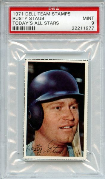 1971 Dell Team Stamps Today's All Stars Rusty Staub PSA MINT 9