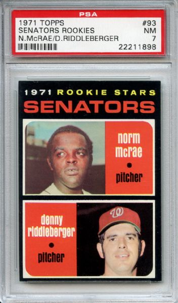 1971 Topps 93 Washington Senators Rookies PSA NM 7