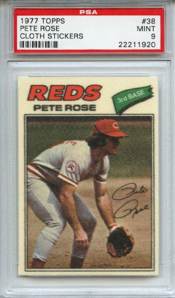 1977 Topps Cloth Stickers 38 Pete Rose PSA MINT 9