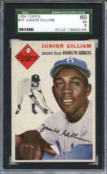 1954 Topps 35 Junior Gilliam SGC EX 60 / 5