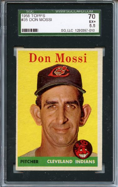 1958 Topps 35 Don Mossi SGC EX+ 70 / 5.5