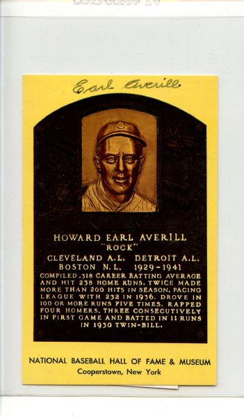 Earl Averill Signed HOF Postcard PSA/DNA w/COA