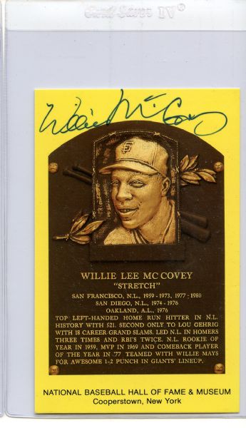 Willie McCovey Signed HOF Postcard JSA w/COA