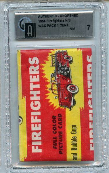 1954 Firefighters Unopened 1 Cent Wax Pack GAI NM 7