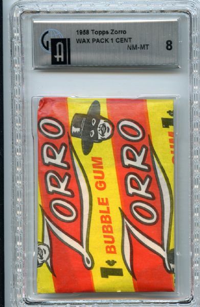1958 Topps Zorro Unopened 1 Cent Wax Pack GAI NM-MT 8