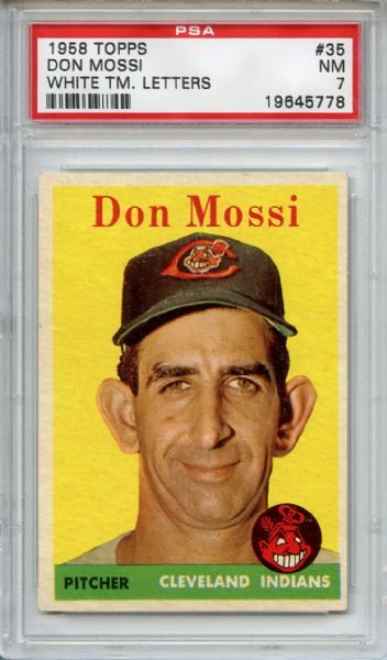 1958 Topps 35 Don Mossi PSA NM 7