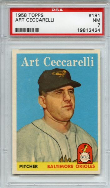 1958 Topps 191 Art Ceccarelli PSA NM 7