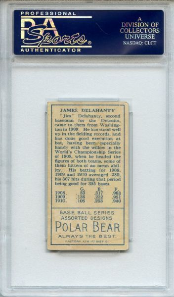 T205 Gold Border Polar Bear Jim Delahanty PSA GOOD 2