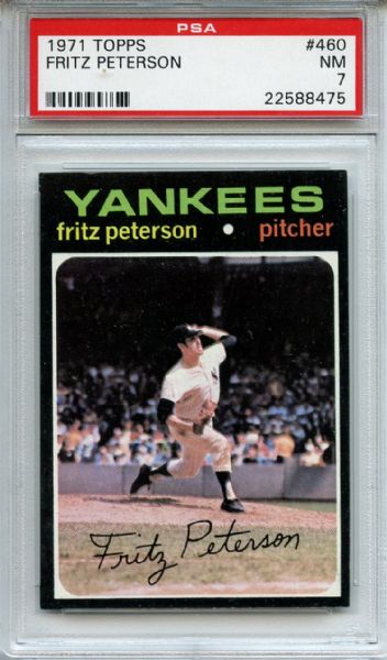 1971 Topps 460 Fritz Peterson PSA NM 7