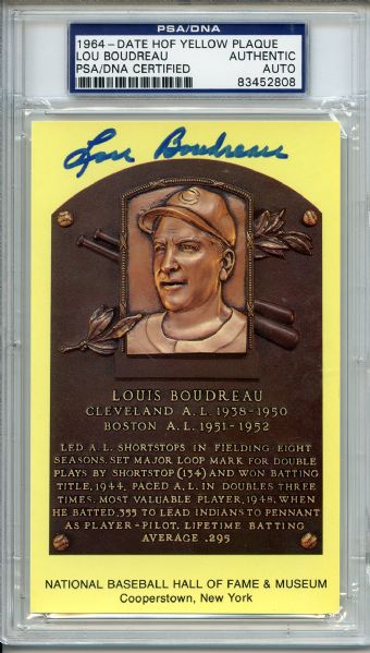 Lou Boudreau Signed HOF Postcard PSA/DNA