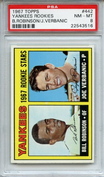 1967 Topps 442 New York Yankees Rookies PSA NM-MT 8