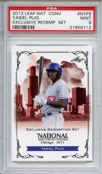 2013 Leaf National Convention Exclusive NYP3 Yasiel Puig PSA MINT 9
