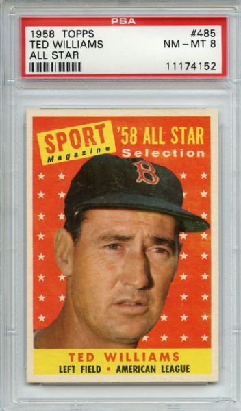 1958 Topps 485 Ted Williams All Star PSA NM-MT 8