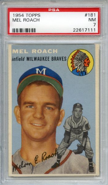 1954 Topps 181 Mel Roach PSA NM 7