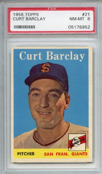 1958 Topps 21 Curt Barclay PSA NM-MT 8