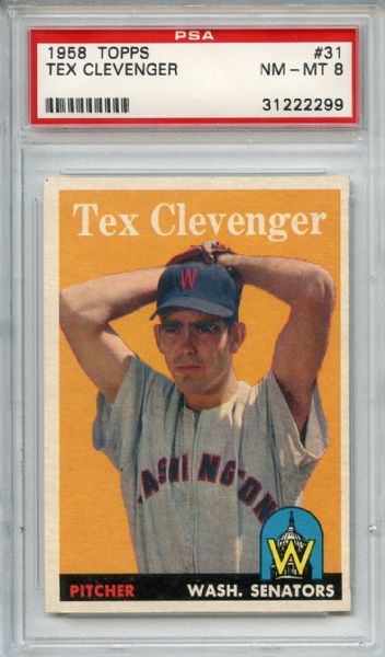 1958 Topps 31 Tex Clevenger PSA NM-MT 8