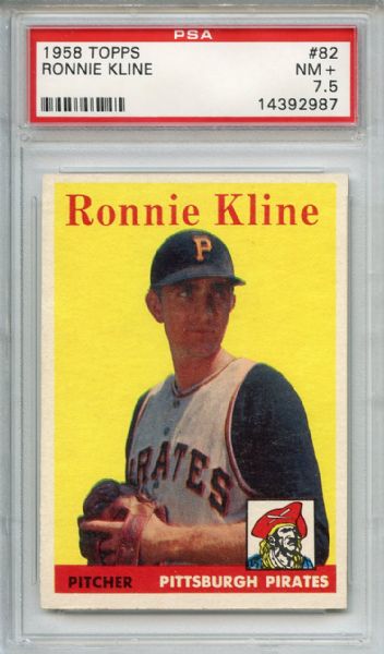 1958 Topps 82 Ronnie Kline PSA NM+ 7.5