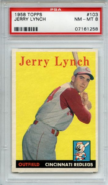 1958 Topps 103 Jerry Lynch PSA NM-MT 8