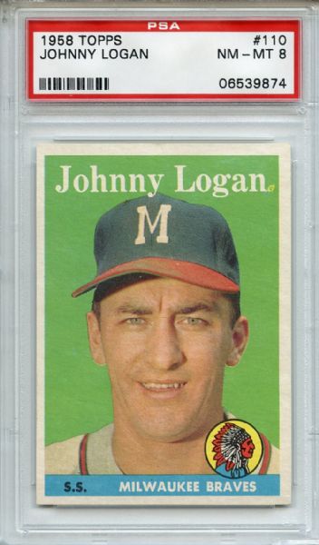 1958 Topps 110 Johnny Logan PSA NM-MT 8