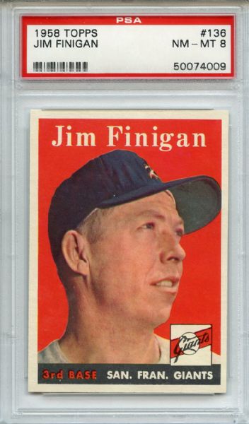 1958 Topps 136 Jim Finigan PSA NM-MT 8