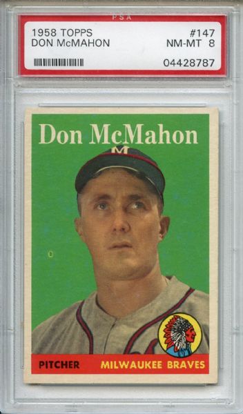 1958 Topps 147 Don McMahon PSA NM-MT 8