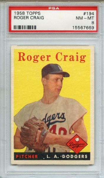 1958 Topps 194 Roger Craig PSA NM-MT 8