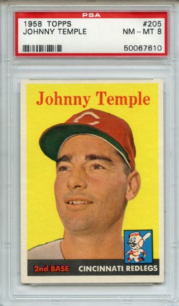 1958 Topps 205 Johnny Temple PSA NM-MT 8