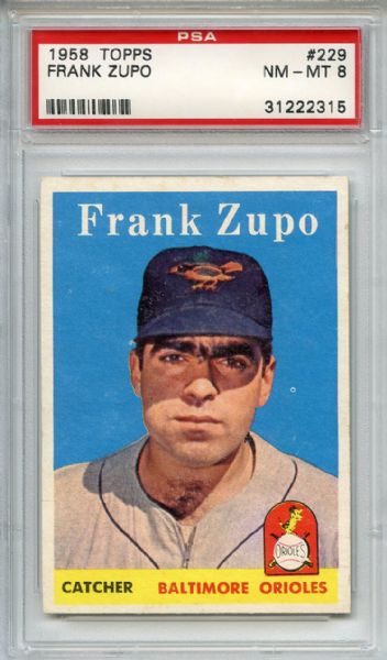 1958 Topps 229 Frank Zupo PSA NM-MT 8