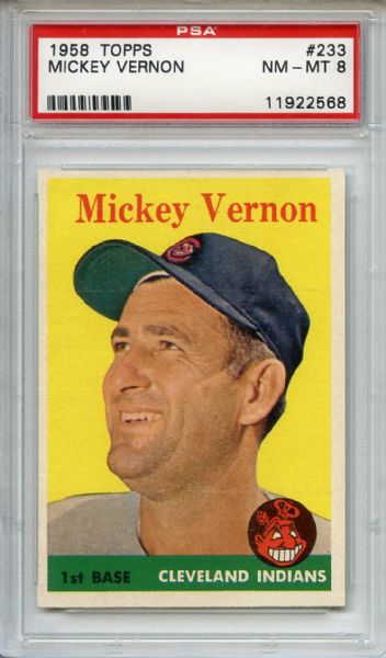 1958 Topps 233 Mickey Vernon PSA NM-MT 8