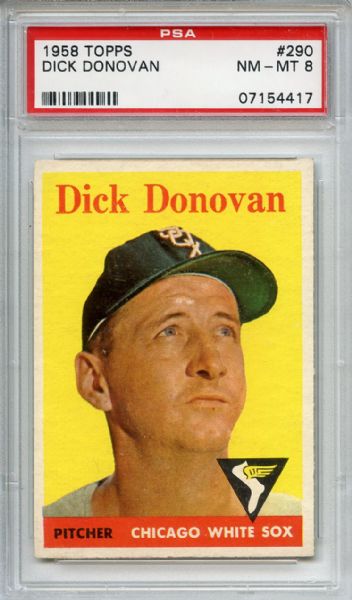 1958 Topps 290 Dick Donovan PSA NM-MT 8
