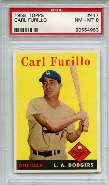 1958 Topps 417 Carl Furillo PSA NM-MT 8
