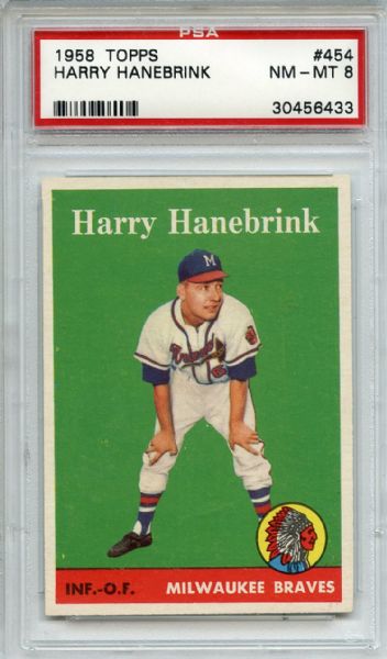 1958 Topps 454 Harry Hanebrink PSA NM-MT 8