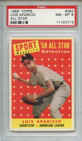 1958 Topps 483 Luis Aparicio All Star PSA NM-MT 8
