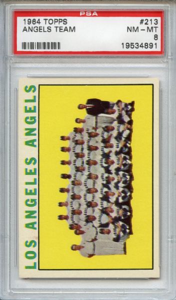 1964 Topps 213 Los Angeles Angels Team PSA NM-MT 8