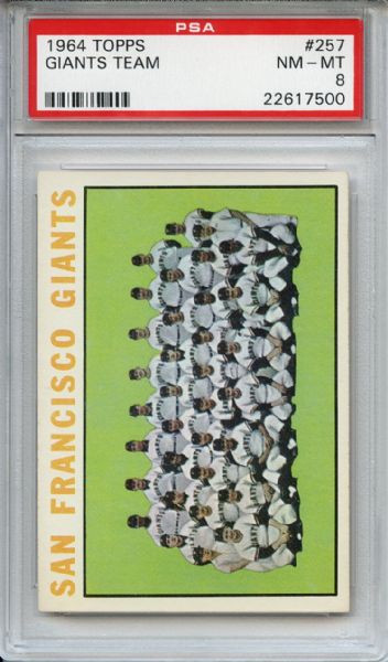 1964 Topps 257 San Francisco Giants Team PSA NM-MT 8
