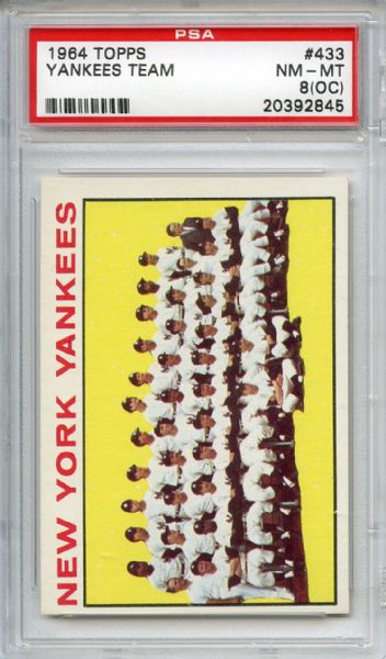 1964 Topps 433 New York Yankees Team PSA NM-MT 8 (OC)