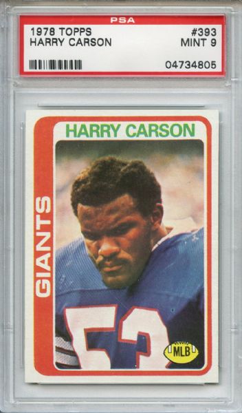 1978 Topps 393 Harry Carson PSA MINT 9