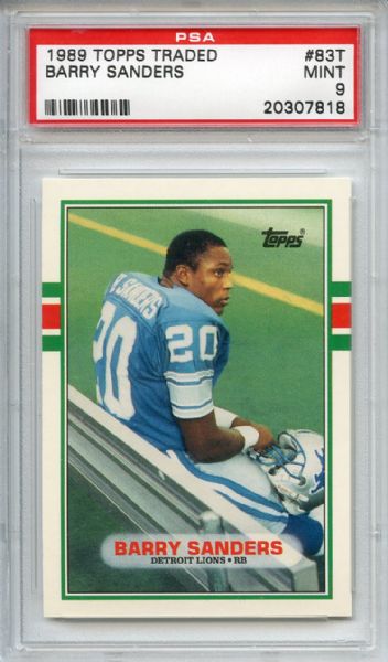 1989 Topps Traded 83 T Barry Sanders RC PSA MINT 9