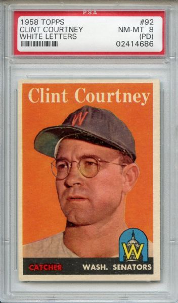 1958 Topps 92 Clint Courtney PSA NM-MT 8 (PD)