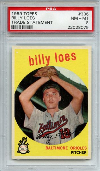 1959 Topps 336 Billy Loes PSA NM-MT 8