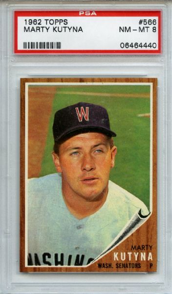 1962 Topps 566 Marty Kutyna PSA NM-MT 8