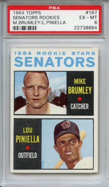 1964 Topps 167 Lou Piniella RC PSA EX-MT 6