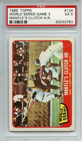 1965 Topps 134 World Series Game 3 Mickey Mantle PSA EX 5