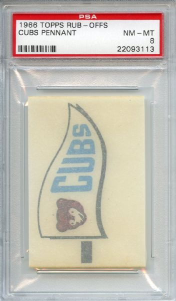 1966 Topps Rub-Offs Cubs Pennant PSA NM-MT 8